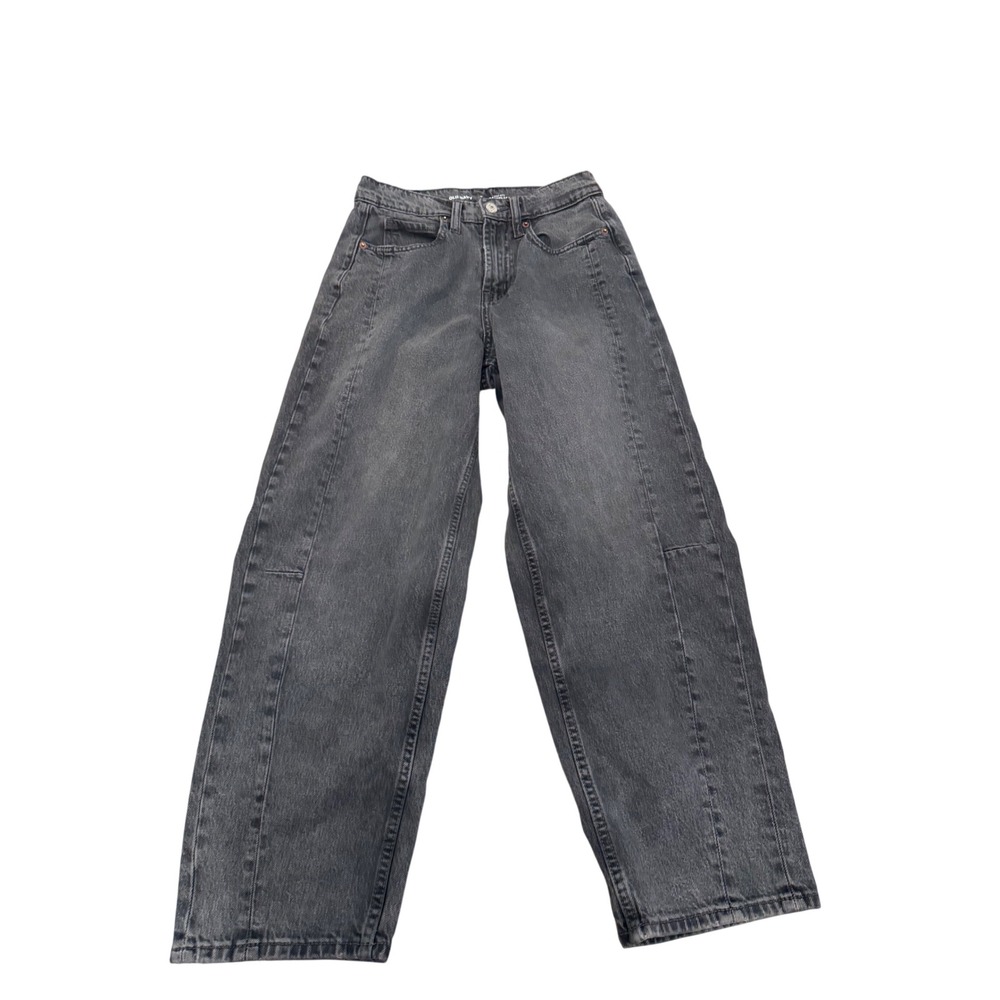 Old Navy High-Rise Barrel Leg Jeans Washed Black Size 0